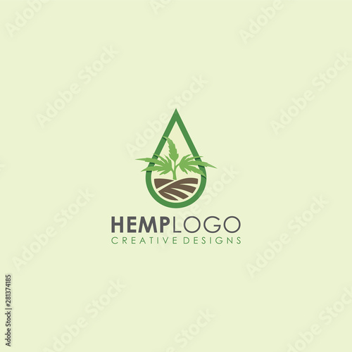 hemp field, hemp distillation oil garden cannabis icon vector logo art illustration
