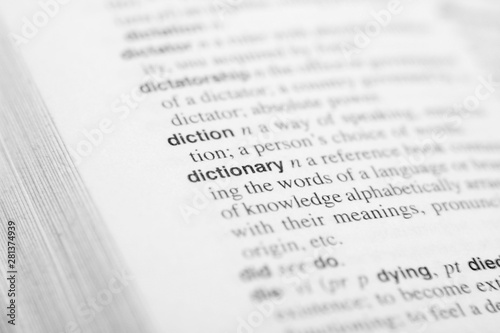 Fotografie The definition of the word Dictionary