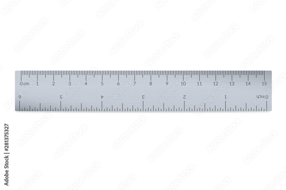 Engineer or architect aluminium drafting ruler with an imperial and a  metric units scale. Stock Vector