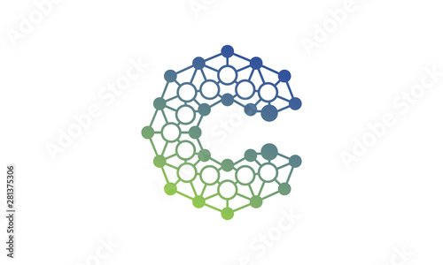 letter C  network connection isolated minimal flat line icon