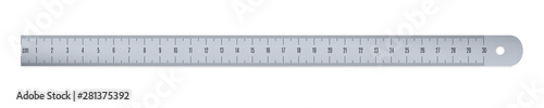 Engineer or architect aluminium drafting ruler with a metric units scale.