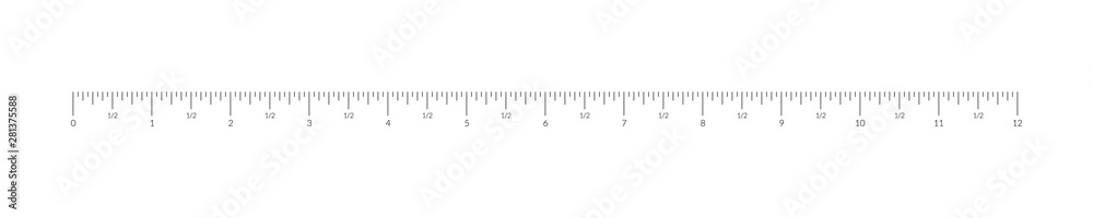 Imperial units measure scale overlay bar for ruler. Imperial units measure scale overlay bar for ruler.