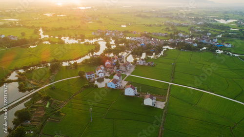 Aerial photo of rural summer pastoral scenery in langxi county, xuancheng city, anhui province, China photo