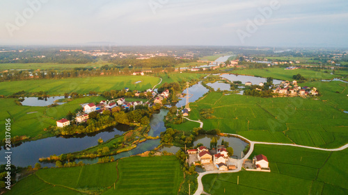 Aerial photo of rural summer pastoral scenery in langxi county, xuancheng city, anhui province, China photo