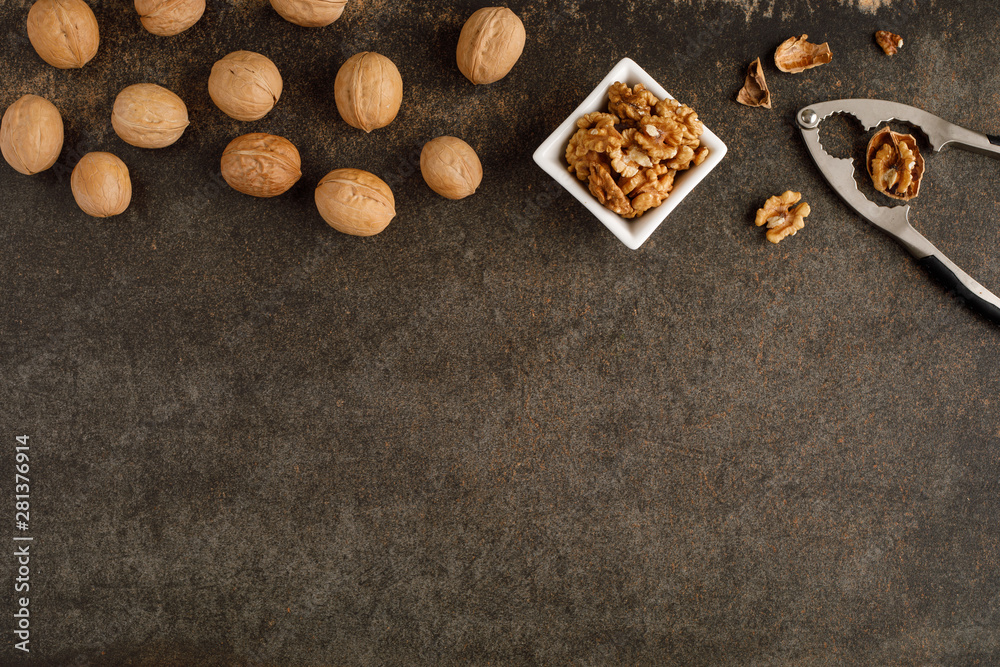 frame made of walnut on stone background