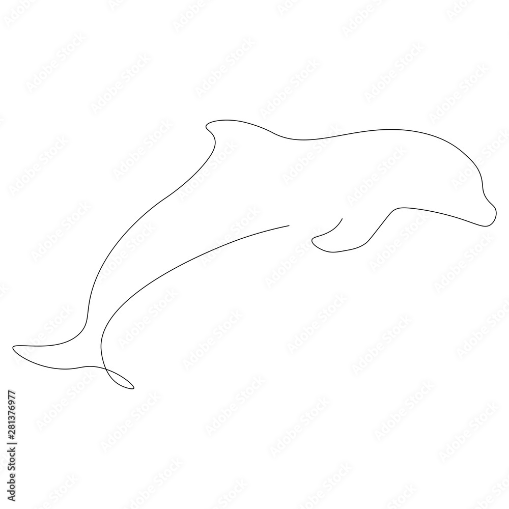 Dolphin silhouetteline draw on white background vector illustration Dolphin silhouetteline draw on white background vector illustration