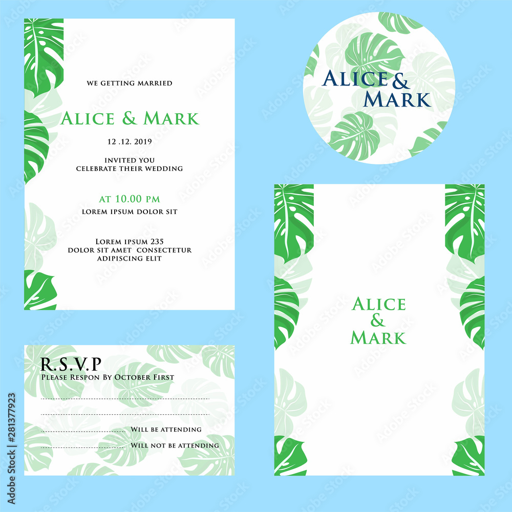Wedding Invitation design. handdrawn, floral templates