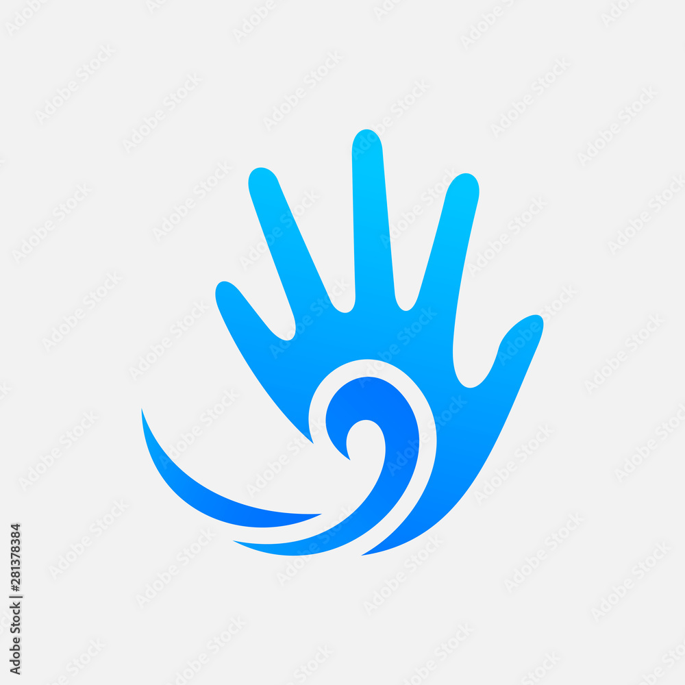 Obraz premium hand and wave logo design