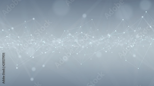 Abstract digital network connection grey background 3D rendering