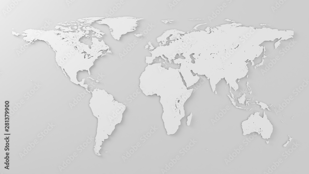 world map 3D rendering