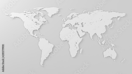 world map 3D rendering