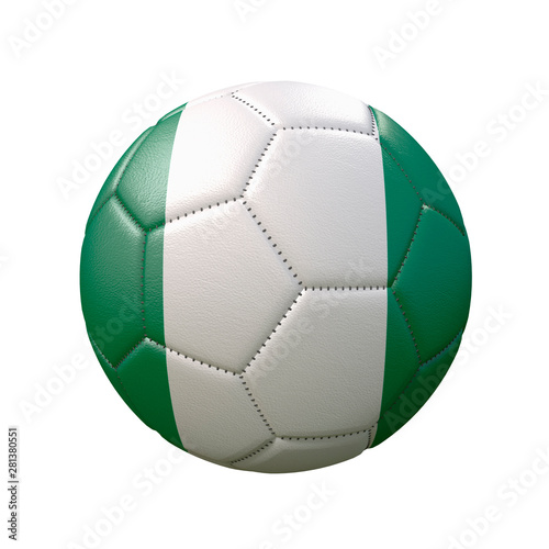 Soccer ball in flag colors isolated on white background. Nigeria. 3D image