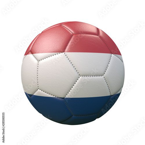 Soccer ball in flag colors isolated on white background. Netherlands. 3D image
