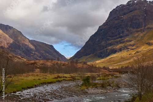 The River Etive on the valley floor of the Glen, heading west towards the Sea.