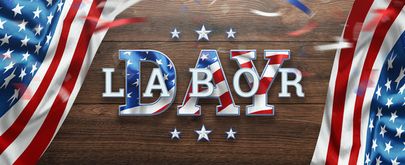 Flyer, Labor day sale promotion advertising. American labor day wallpaper. Discount, Design template. Copy space