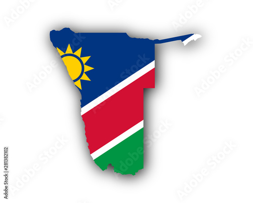 Karte und Fahne von Namibia