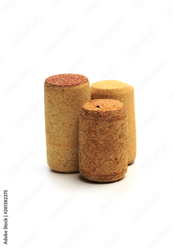 Wine corks isolated on white background .