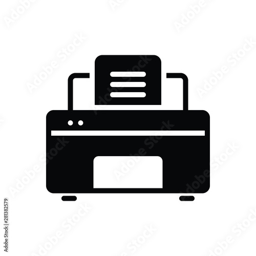 Black solid icon for printer 
