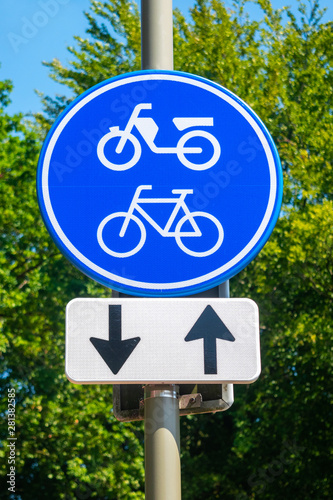 Dutch traffic sign cyclist and moped
