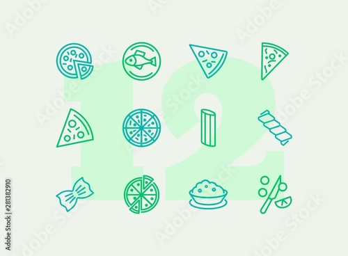 Italian cuisine line icon set