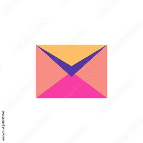 Half open postal envelope on white background