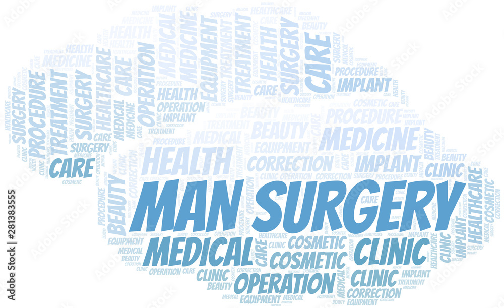 Obraz premium Man Surgery word cloud vector made with text only.