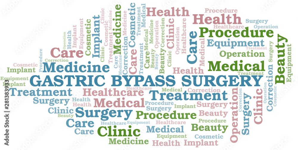 Gastric Bypass Surgery word cloud vector made with text only.