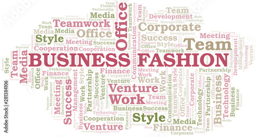 Business Fashion word cloud. Collage made with text only.