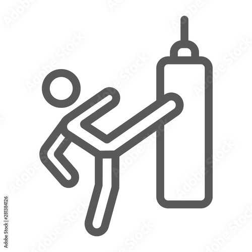 Thai fight line icon, training and boxer, boxing sign, vector graphics, a linear pattern on a white background.