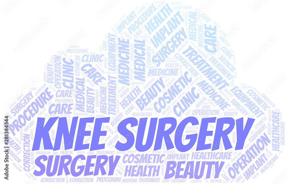Obraz premium Knee Surgery word cloud vector made with text only.