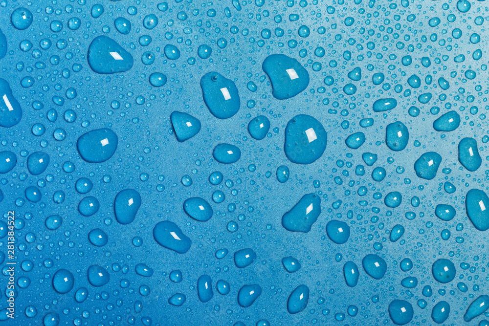 Blue water drops background