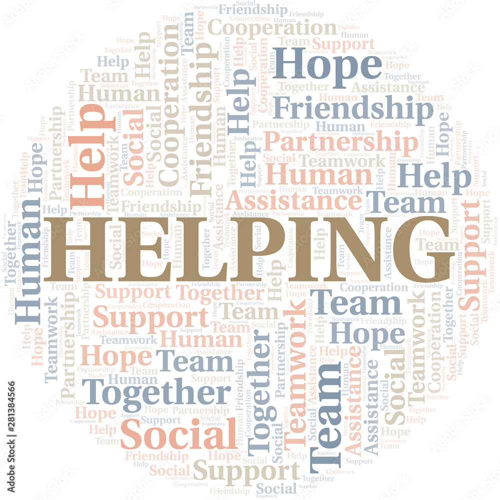 Helping word cloud. Vector made with text only. Helping word cloud. Vector made with text only.