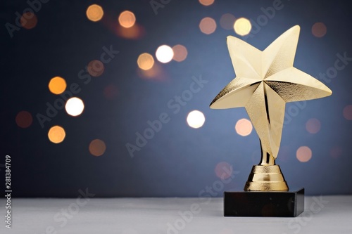 Gold star trophy for a winner or champion photo