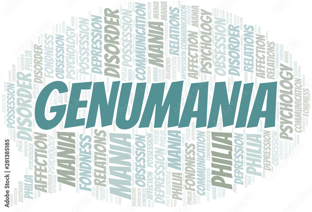 Obraz premium Genumania word cloud. Type of mania, made with text only.