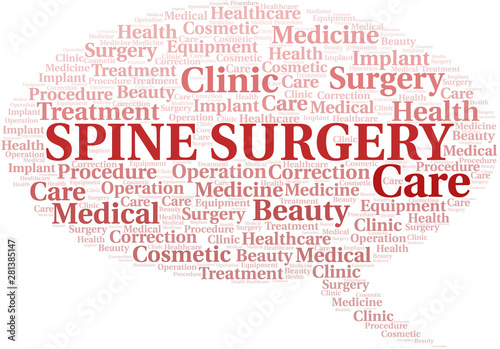Spine Surgery word cloud vector made with text only.