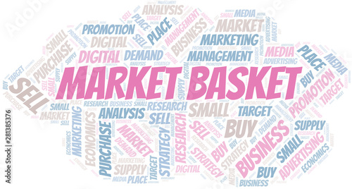 Market Basket word cloud. Vector made with text only.