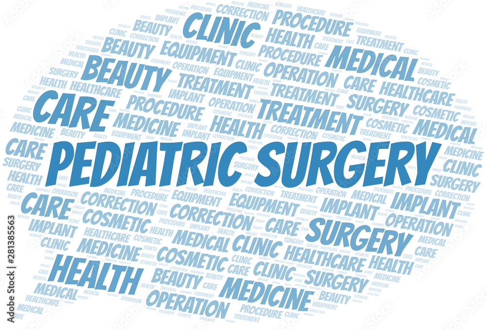 Pediatric Surgery word cloud vector made with text only.