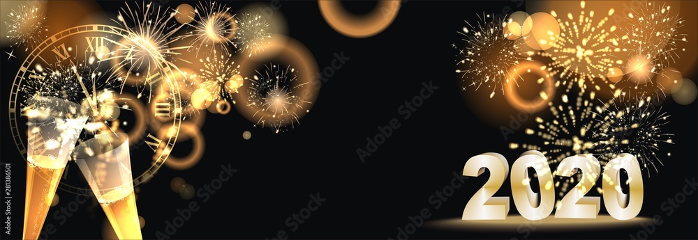 Hintergrund mit Feuerwerk zum Jahreswechsel - obrazy, fototapety, plakaty 