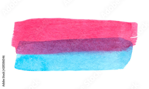 Vector pink and blue paint texture isolated on white - watercolor banner for Your design