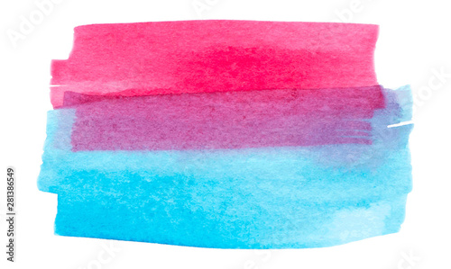 Vector pink and blue paint texture isolated on white - watercolor banner for Your design