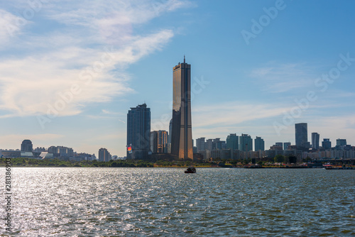 Photography Sunset at Han river in Seoul City,South Korea.