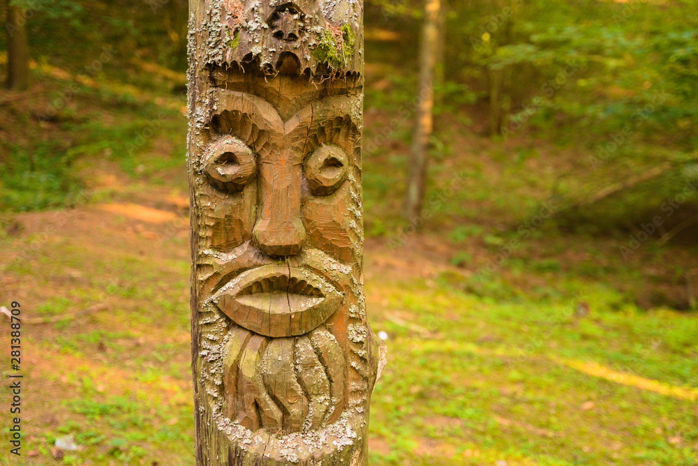 Wood statue at Vistytis regional park, Lithuania, Europe Wood statue at Vistytis regional park, Lithuania, Europe