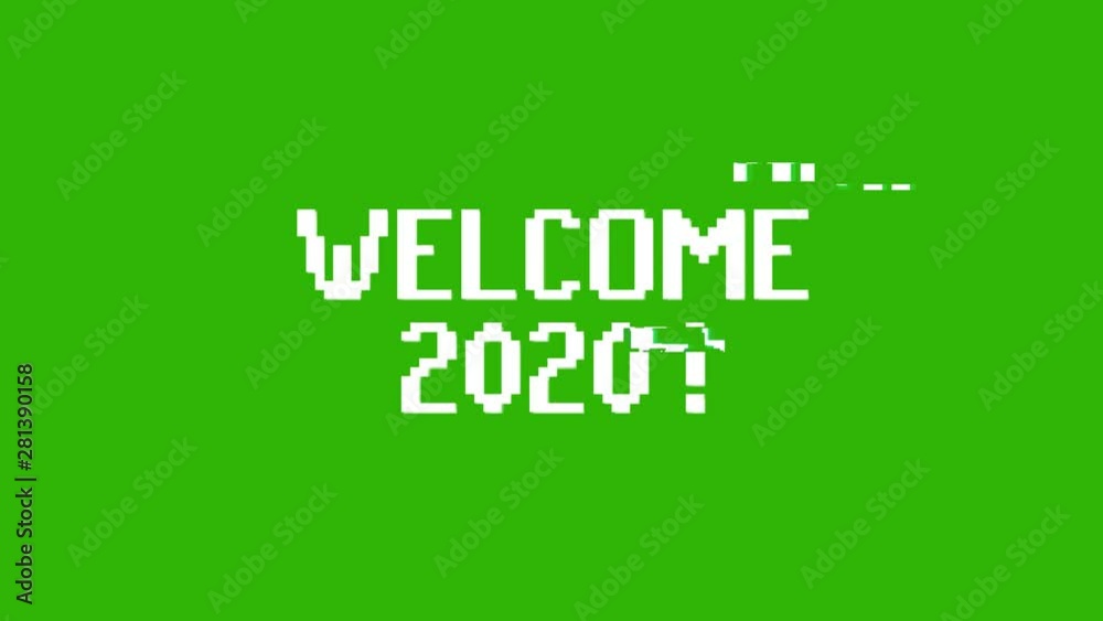 WELCOME 2020 text with glitch, video distortion, damage. Isolated animated new year greeting. WELCOME 2020 text with glitch, video distortion, damage. Isolated animated new year greeting.