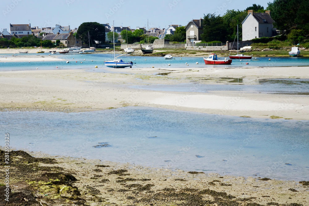 France. Bretagne. The sandy coast of the village Lesconil