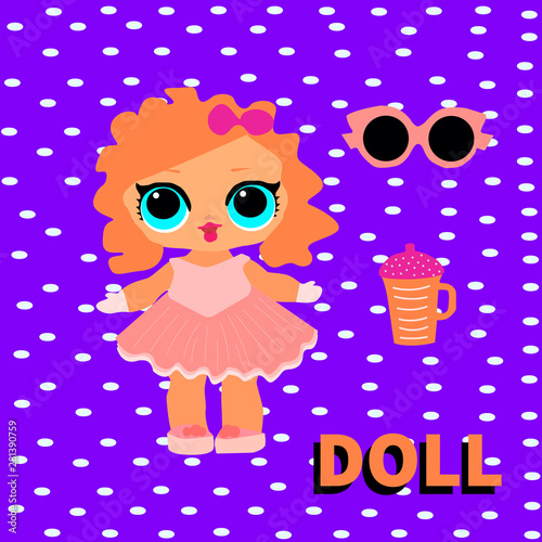 Cute red haired Doll  with big blue eyes
