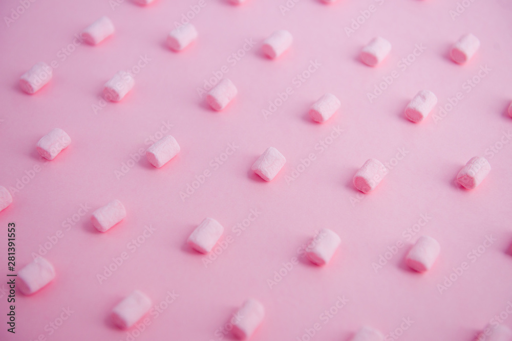 pink marshmallows pattern on pink background