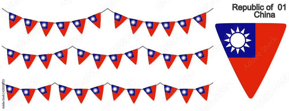 Obraz premium 中華民国の国旗のガーラーンド ベクターデータ(bunting garland)
