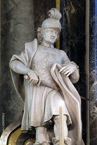 Saint Martin statue on the main altar in the Saint John the Baptist church in Zagreb  Croatia