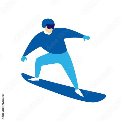 Snowboarder jumping man.