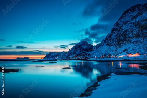 Sorvagen village on Lofoten Islands photo